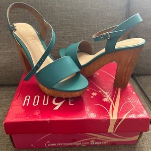 Never worn open toe heeled sandals.